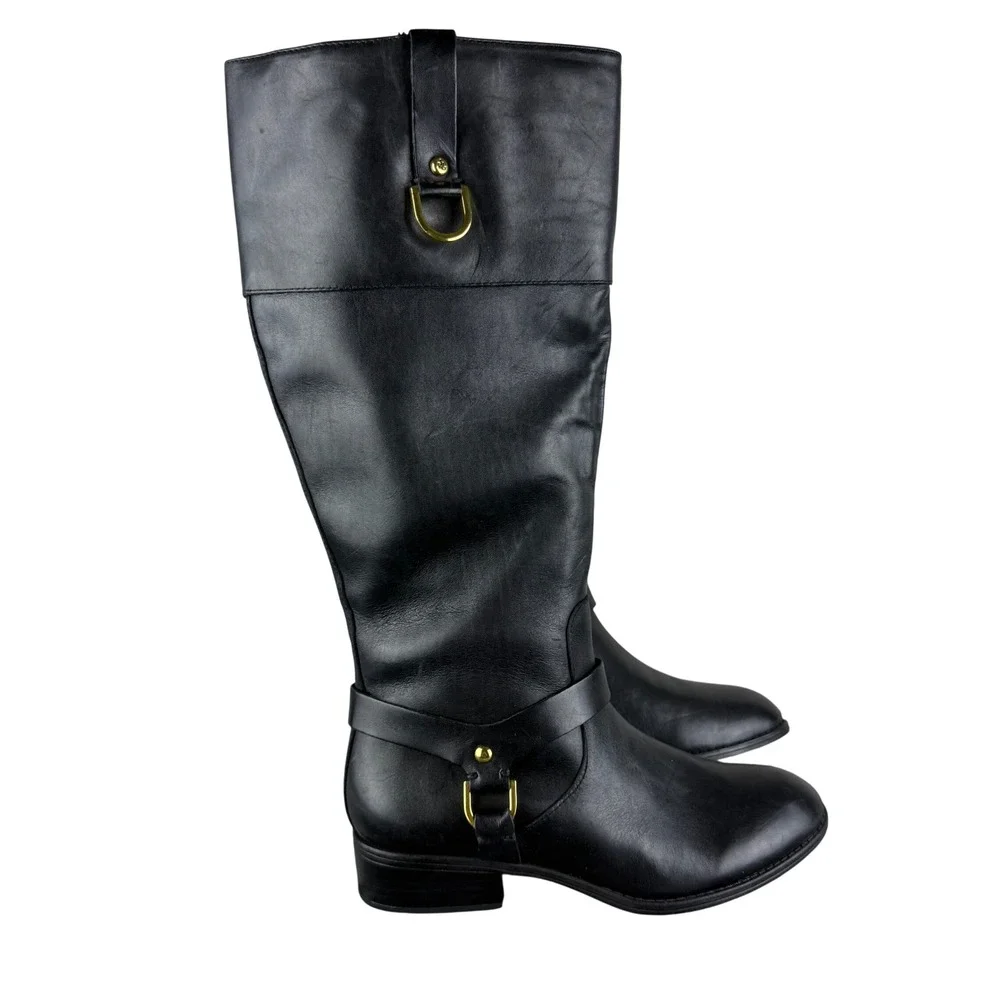 Lauren Ralph Lauren Black Leather Tall Mesa Riding‎ Boots Womens Size 6B